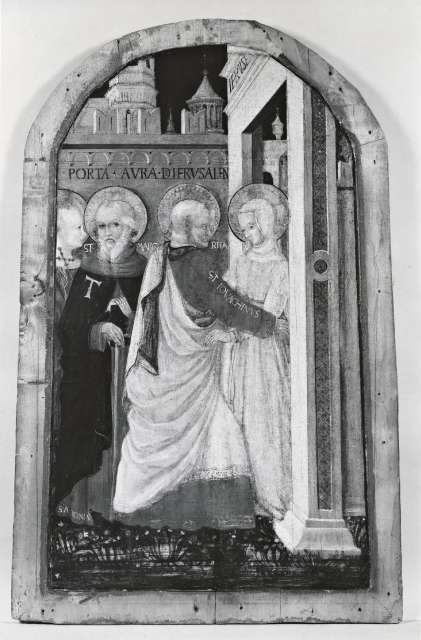 Hobbs, Sherley — Italian, 15th cen. Milanese? Meeting of Joachim and Anna at the Golden Gate — insieme, dopo un restauro